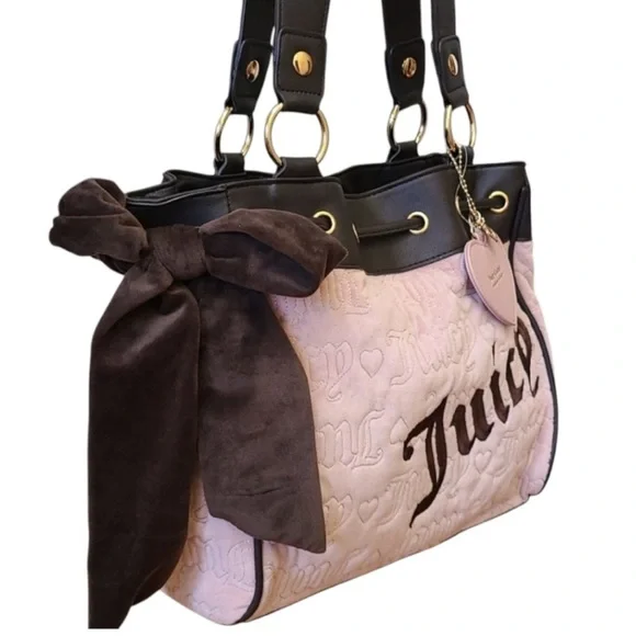 ❌SALE❌Juicy Couture Vintage Dreams Tote Daydreamer HTF dusty blush amd chocolate - Picture 3 of 7